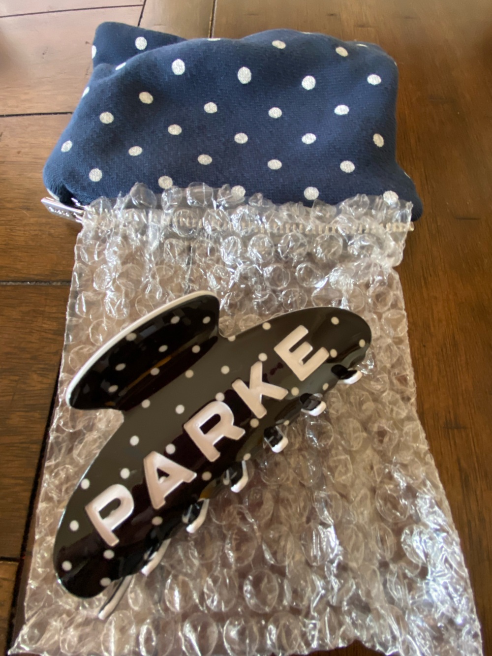 Parke Black with White Poka Dots Hair Clip